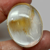 White Gold Rutilated Quartz 92.06 Ct. Oval Cabochon 33 x 26  Mm. Natural Gem