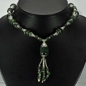 353.02 Ct. Lovable Natural Green Jade Nickel Necklace Length 16 Inch