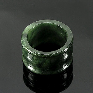 Unheated 43.66 Ct. Blazing Natural Green Black Ring Jade Size 9.5