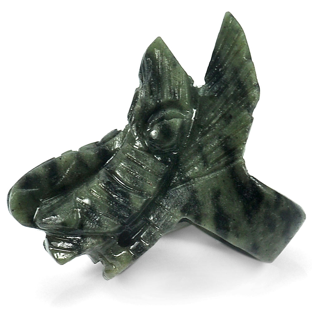 Green Black Jade Dragon Ring Size 10.5 Unheated Natural Gemstone 247.66 Ct.