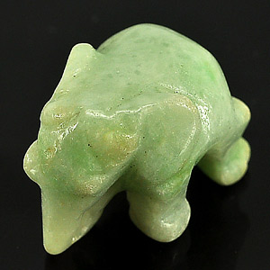 Unheated 57.34 Ct. Good Natural White Green Jade Carving Elephant