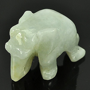 56.85 Ct. Carving Elephant Natural White Green Jade Thailand