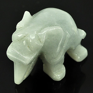 59.89 Ct. Good Carving Elephant Natural Green Jade Unheated