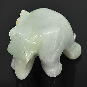 Unheated 74.15 Ct. Good Natural Green White Jade Carving Elephant Thailand