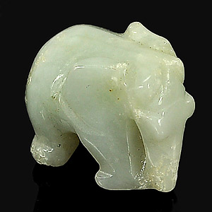 57.81 Ct. Good Natural Green White Jade Carving Elephant Thailand