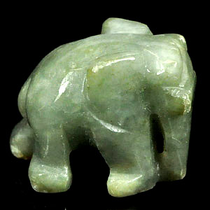 54.13 Ct. Carving Elephant Natural White Green Jade