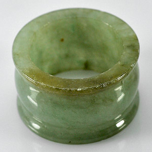 Unheated 53.42 Ct. Beauteous Natural Green White Jade Ring Size 9.5 Thailand