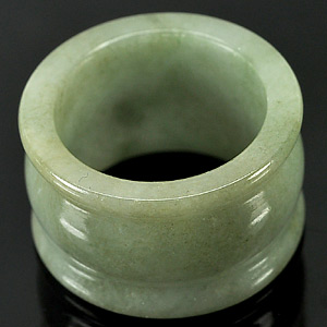 Unheated 52.59 Ct. Alluring Natural Green White Jade Ring Size 9.5
