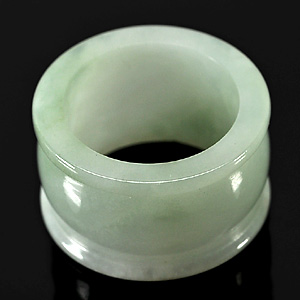 Unheated 56.81 Ct. Attractive Natural Green White Jade Ring Size 9.5