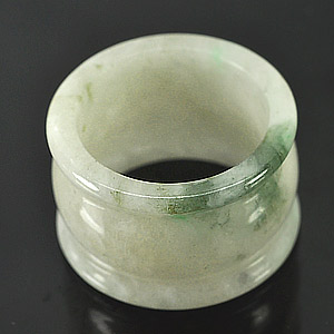 Unheated 51.34 Ct. Attractive Natural Green White Jade Ring Size 9.5