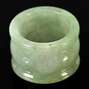 Unheated 58.95 Ct. Size 9.5 Natural Green White Jade Ring