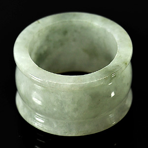 Unheated 49.82 Ct. Size 9.5 Natural Green White Jade Ring Thailand