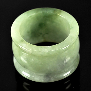 57.03 Ct. White Green Jade Ring Size 9.5 Unheated Natural Gemstone