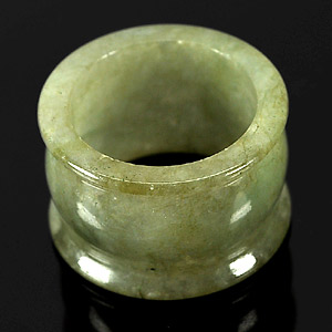 57.03 Ct. Size 9.5 Natural White Green Jade Ring Unheated