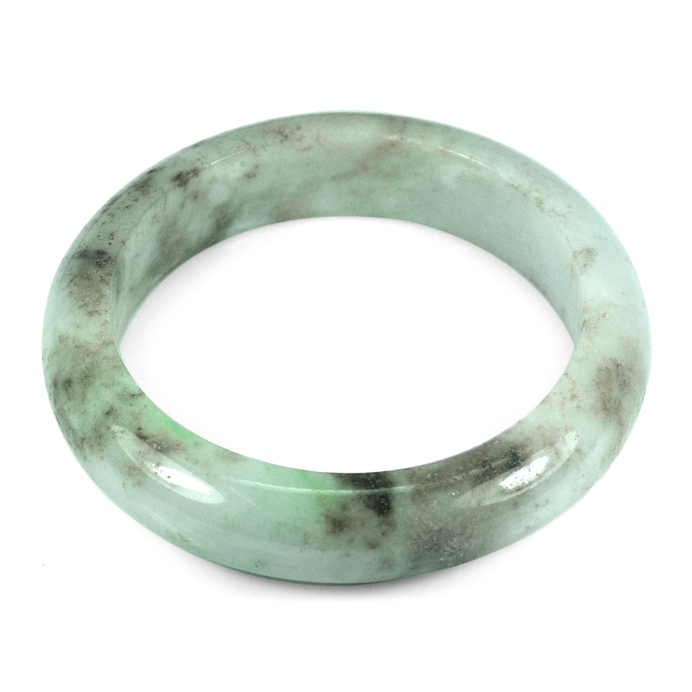 348.36 Ct. Size 75x57x15 Mm. Natural Gemstone White Green Jade Bangle Unheated