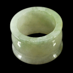 56.23 Ct. Size 9 Natural Green White Jade Ring Thailand Unheated
