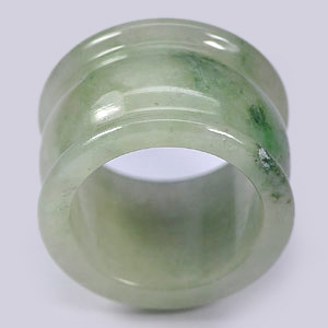 56.10 Ct. Natural Green White Jade Ring Size 9.5 Thailand Unheated