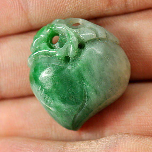 54.16 Ct. Good Natural White Green Jade Carving Peach Pendant