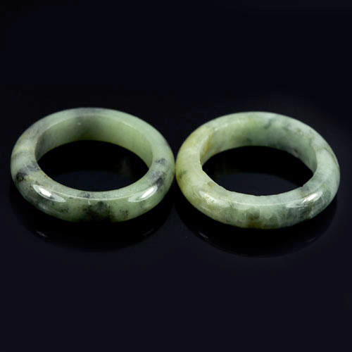 White Green Rings Jade Size 5 Round Shape 24.69 Ct. 2 Pcs. Natural Gems