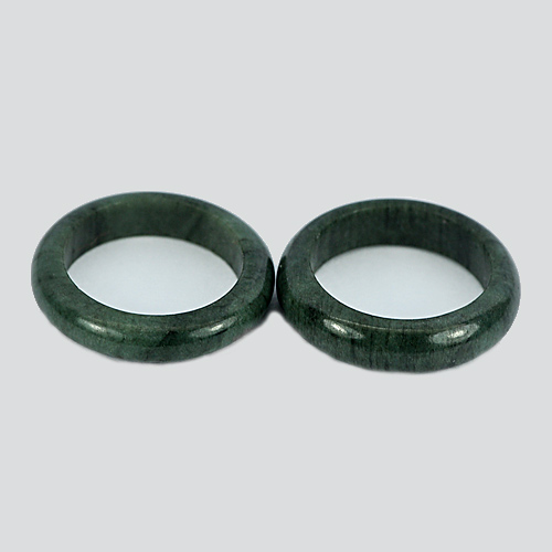 Green Black Rings Jade Size 5 Round Shape 19.78 Ct. 2 Pcs. Natural Gemstones