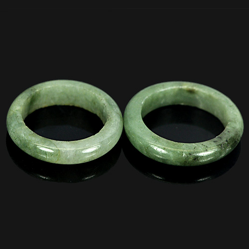White Green Rings Jade Size 7 to 7.5 Round Shape Natural Gems 30.46 Ct. 2 Pcs.