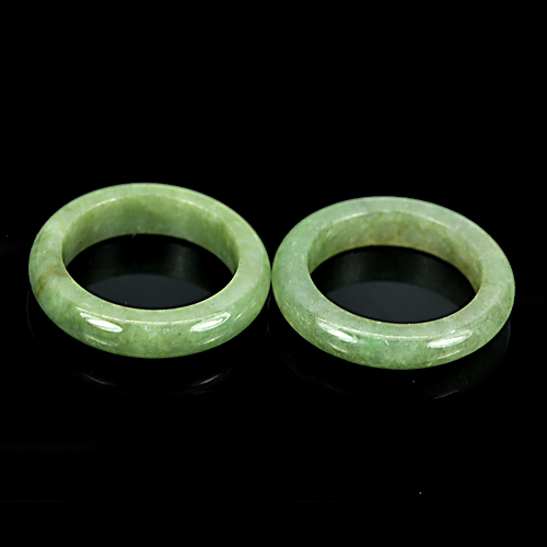 White Green Rings Jade Sz 5 Round Shape 23.23 Ct. 2 Pcs. Natural Gemstones