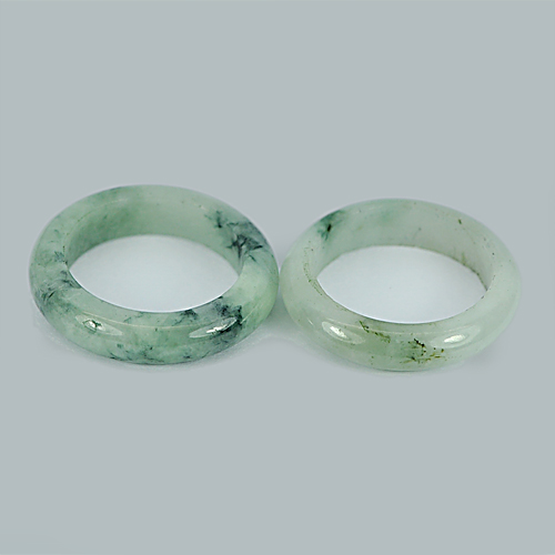 White Green Rings Jade Sz 5 Unheated 21.86 Ct. 2 Pcs. Round Shape Natural Gems