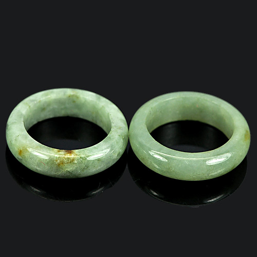 White Green Rings Jade Sz 5 Unheated 29.22 Ct. 2 Pcs. Round Natural Gemstones