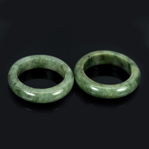 White Green Rings Jade Size 5 Round Shape 24.78 Ct. 2 Pcs. Natural Gems
