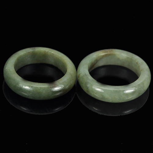 White Green Rings Jade Sz 5 Unheated 27.06 Ct. 2 Pcs. Round Natural Gems