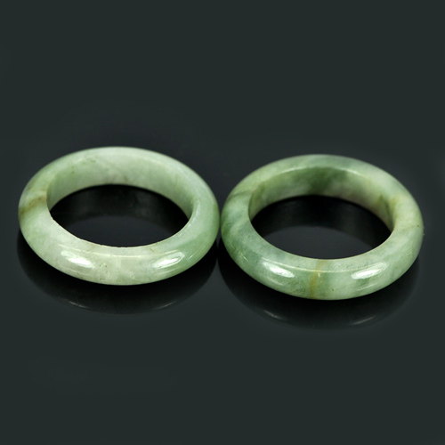 White Green Rings Jade Size 5 Unheated 21.65 Ct. 2 Pcs. Natural Gems