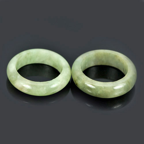 White Green Rings Jade Size 5 Round Shape 26.57 Ct. 2 Pcs. Natural Gems