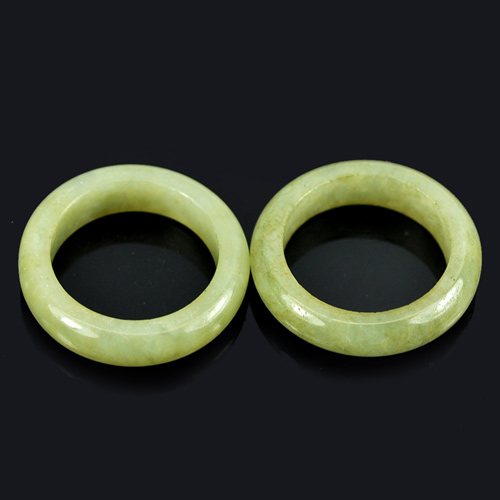White Green Rings Jade Sz 5 Round Shape 25.27 Ct. 2 Pcs. Natural Gems