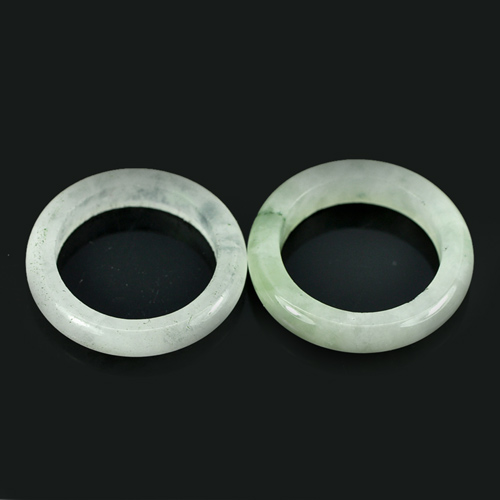 White Green Rings Jade Sz 5 Unheated 19.13 Ct. 2 Pcs. Round Natural Gemstones
