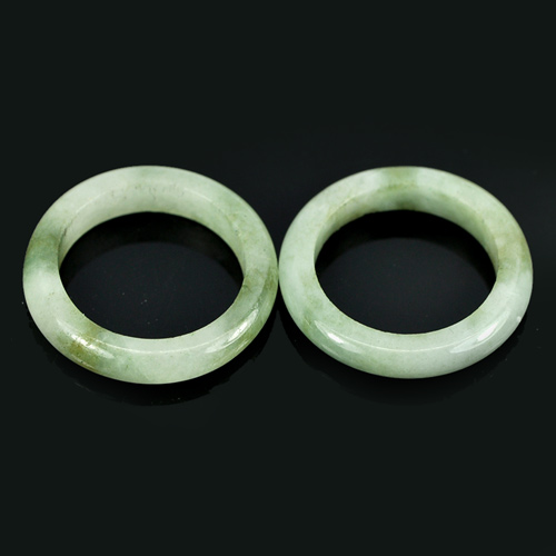 White Green Rings Jade Size 5 to 5.5 Unheated 19.79 Ct. 2 Pcs. Round Natural