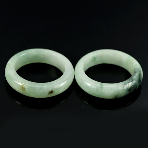 White Green Rings Jade Sz 5 Round Shape 23.86 Ct. 2 Pcs. Natural Gems Unheated