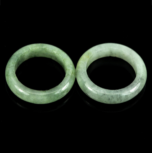 White Green Rings Jade Sz 5 Round 23.32 Ct. 2 Pcs. Natural Gemstones Unheated