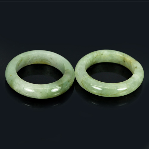 White Green Rings Jade Sz 5 Unheated 23.19 Ct. 2 Pcs. Round Shape Natural Gems
