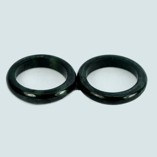 Green Black Rings Jade Size 5 Unheated 18.81 Ct. 2 Pcs. Round Shape Natural Gems