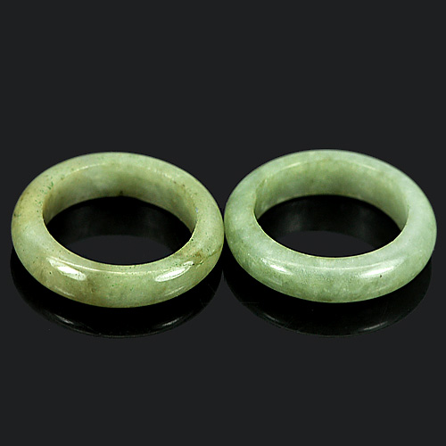 White Green Rings Jade Sz 5 Unheated 24.27 Ct. 2 Pcs. Round Shape Natural Gems