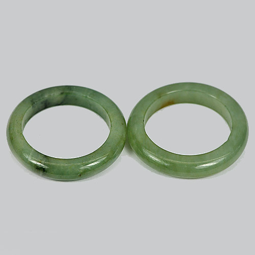 Size 7 White Green Rings Jade 25.78 Ct. 2 Pcs. Round Natural Gemstone Unheated