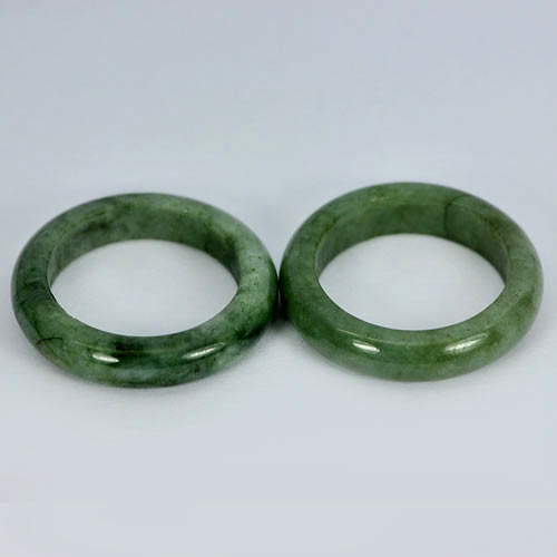White Green Rings Jade Size 7 Unheated 30.28 Ct. 2 Pcs. Round Natural Gemstones
