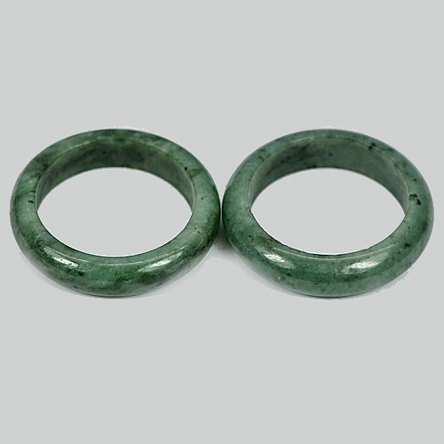 White Green Rings Jade Size 7 Unheated 25.39 Ct. 2 Pcs. Round Natural Gemstones