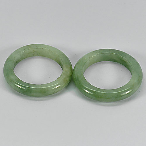 White Green Rings Jade Size 7 Round Shape 27.50 Ct. 2 Pcs. Natural Gems