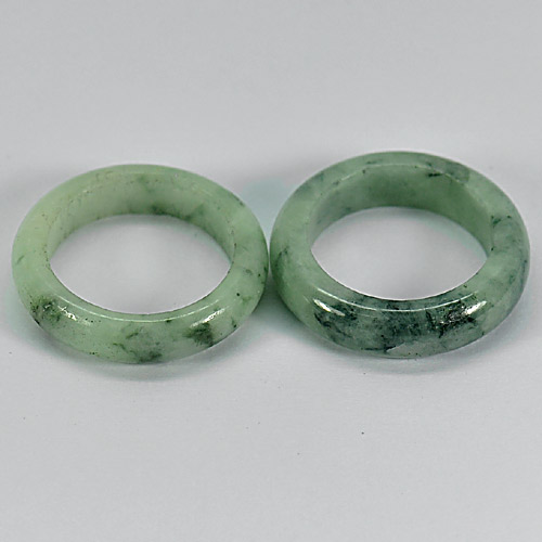 White Green Rings Jade Size 5 Round Shape 25.80 Ct. 2 Pcs. Natural Gems