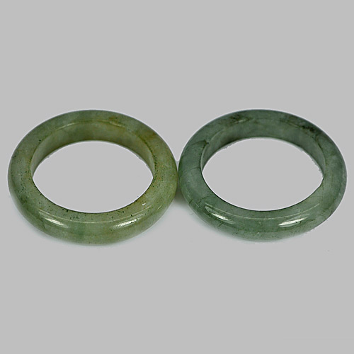 White Green Rings Jade Size 7 to 7.5 Natural Gemstones 27.33 Ct. 2 Pcs. Round