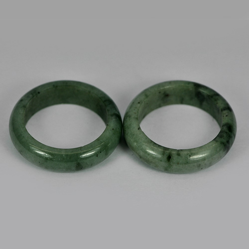 White Green Rings Jade Size 7 Unheated 31.15 Ct. 2 Pcs. Round Natural Gemstones