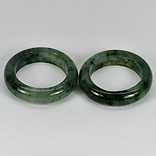 Unheated 35.92 Ct. 2 Pcs. Gemstones Natural Green Jade Rings Size 7 Thailand