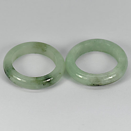 White Green Jade Rings 33.14 Ct. 2 Pcs. Size 7 to 7.5 Round Shape Natural Gems