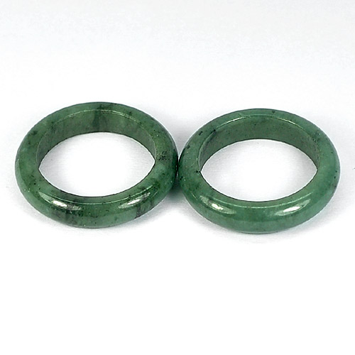 White Green Rings Jade Sz 7.5 Unheated 27.60 Ct. 2 Pcs. Round Natural Gems